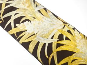 アンティーク　草花模様織り出し袋帯（材料）